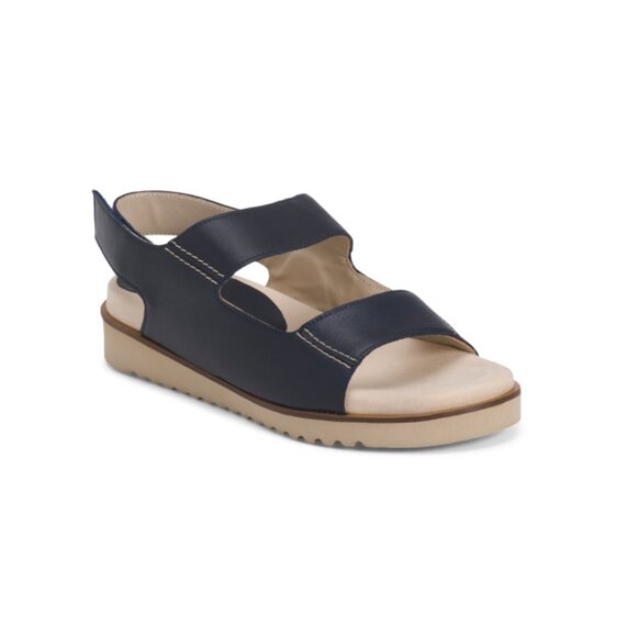 AMALFI Navy Made In Italy Leather Barbera Back Strap Sandals - Picture 1 of 2